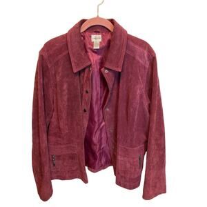 Chico's Genuine Leather Mauve Colored Button Up Heavyweight Jacket Size 3